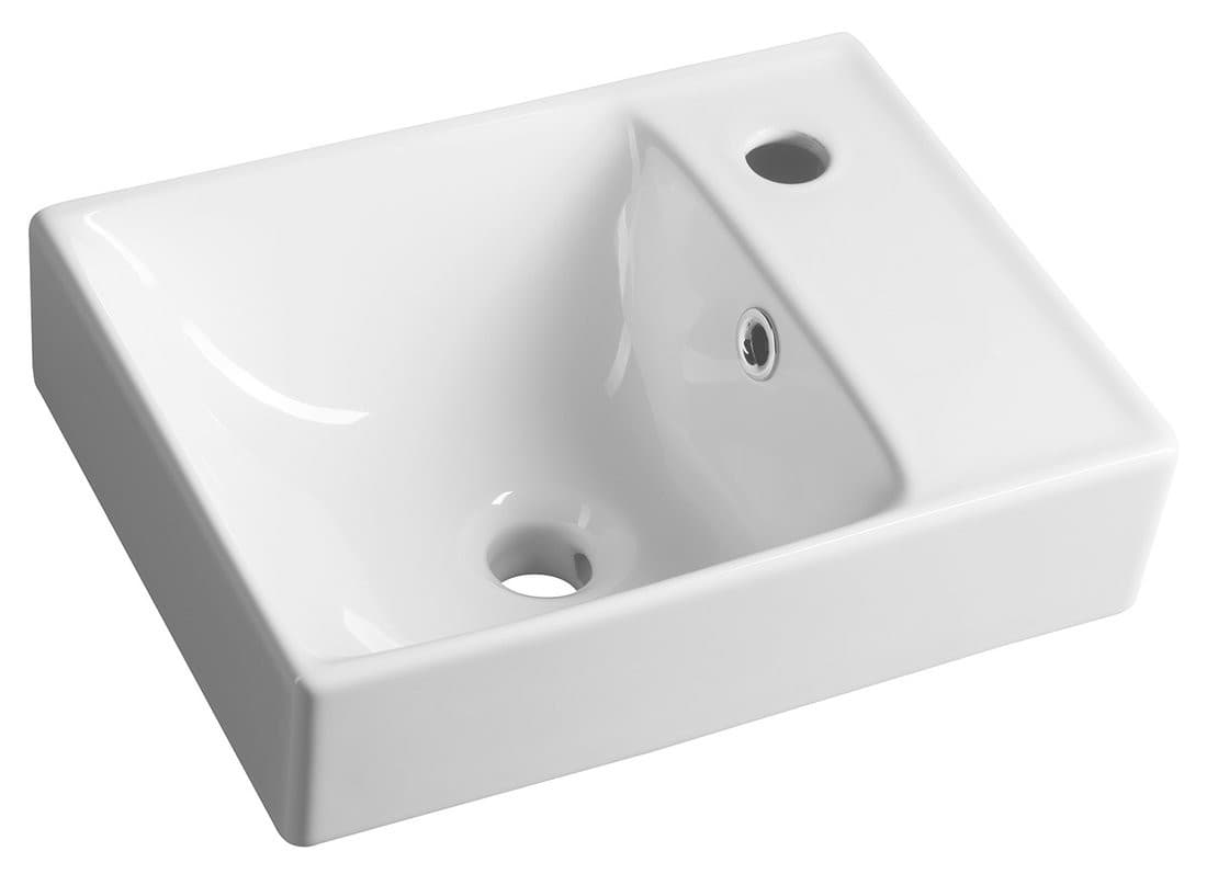 Umywalka ceramiczna NUALI 40x30 cm z baterią po prawej stronie biała