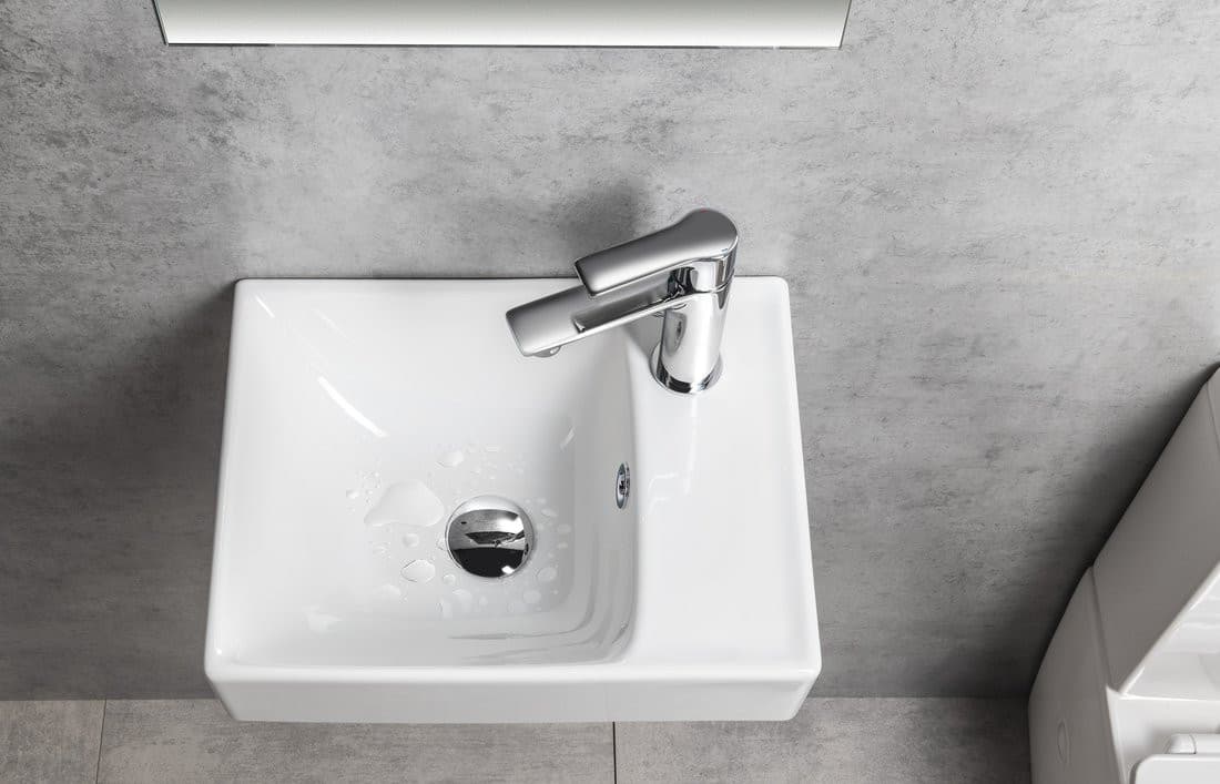 Umywalka ceramiczna NUALI 40x30 cm z baterią po prawej stronie biała