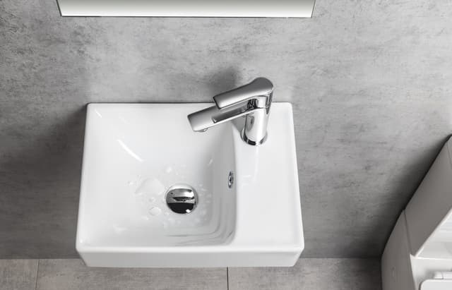 Umywalka ceramiczna NUALI 40x30 cm z baterią po prawej stronie biała