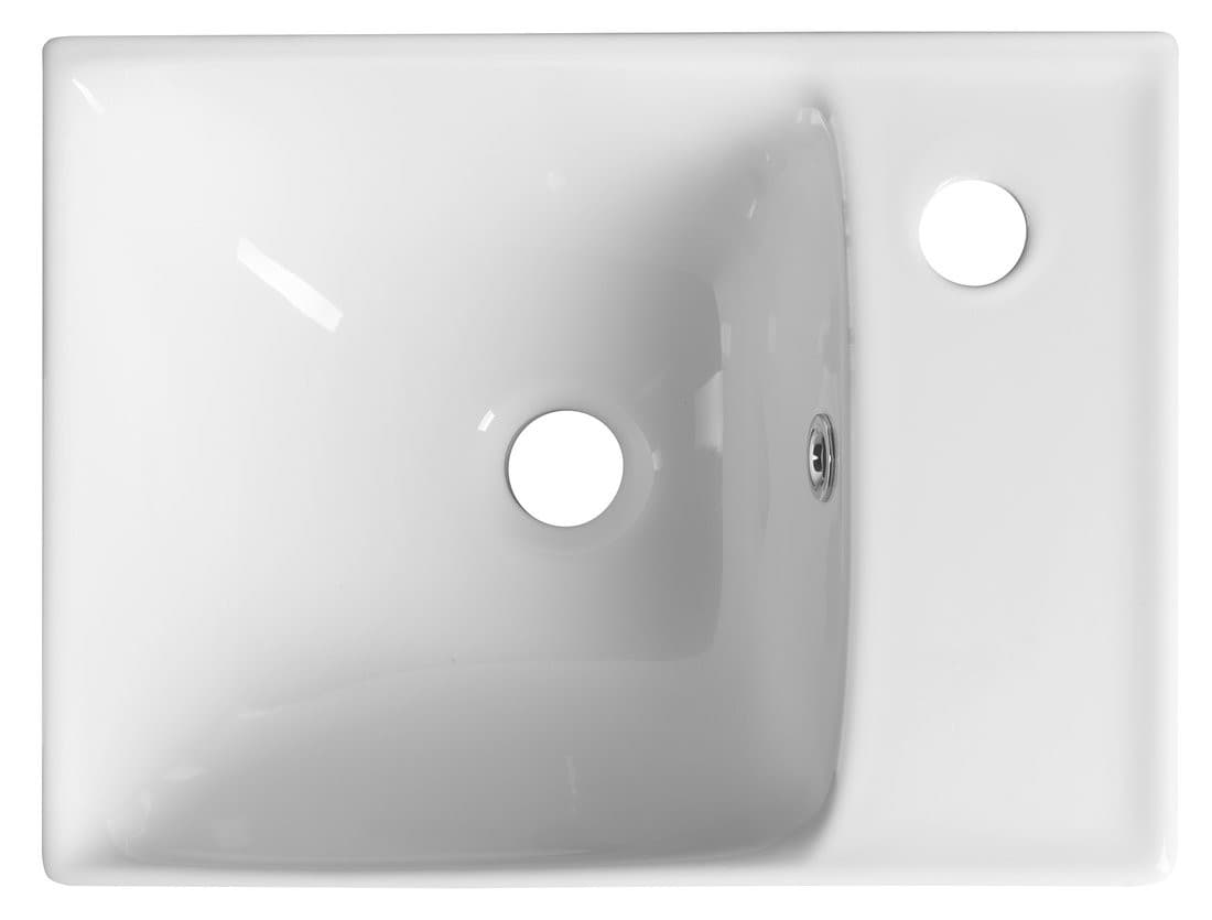 Umywalka ceramiczna NUALI 40x30 cm z baterią po prawej stronie biała