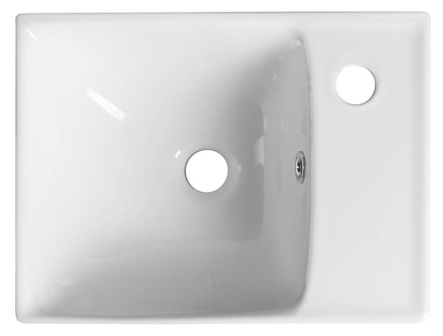 Umywalka ceramiczna NUALI 40x30 cm z baterią po prawej stronie biała