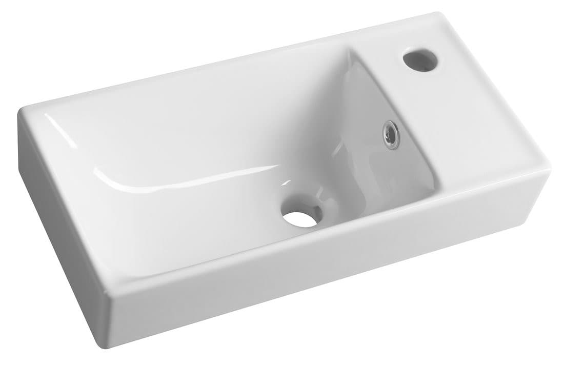 NUALI umywalka ceramiczna 50x25 cm z baterią po prawej stronie, biała