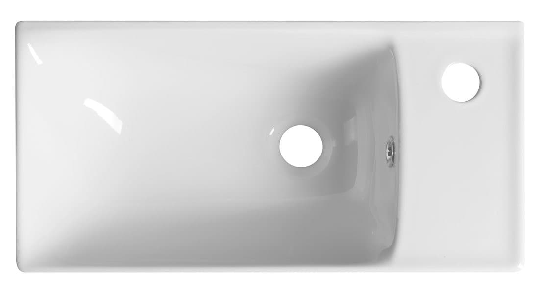 NUALI umywalka ceramiczna 50x25 cm z baterią po prawej stronie, biała