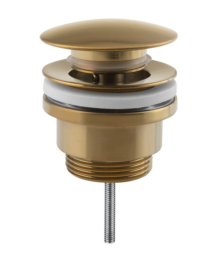 Odpływ umywalkowy 5/4”, Click-Clack, duży korek, 10-55mm, złoto mat