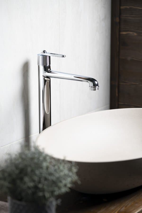 BEBÉ Bateria umywalkowa wysoka z przedłużoną wylewką, bez odpływu, chrom