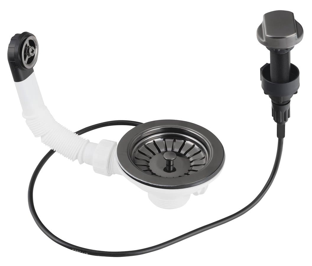 Spustowe zlewozmywakowe stal nierdzewna 6/4" z przelewem gun metal