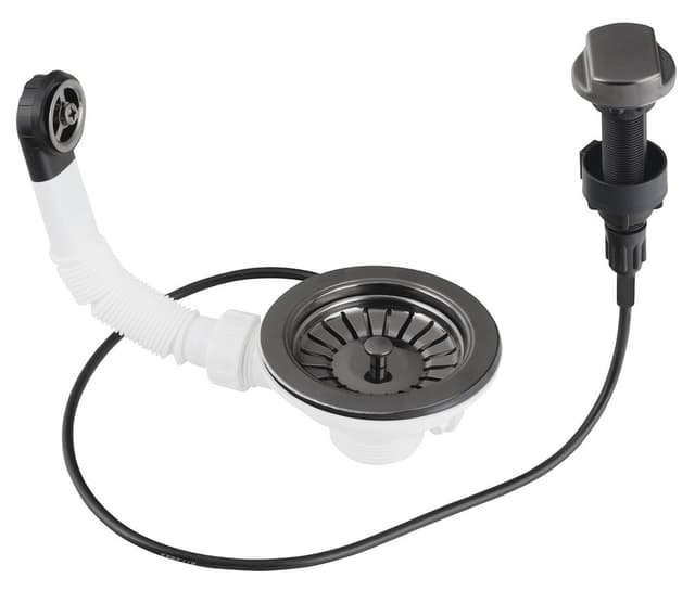 Spustowe zlewozmywakowe stal nierdzewna 6/4" z przelewem gun metal