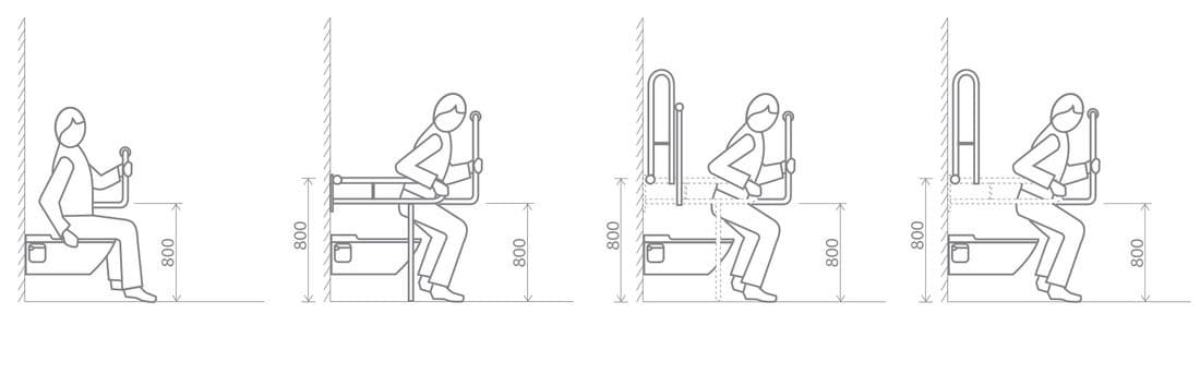 Poręcz WC HANDICAP z nogą podporową 600mm stal nierdzewna