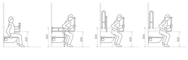 Poręcz WC HANDICAP z nogą podporową 600mm stal nierdzewna