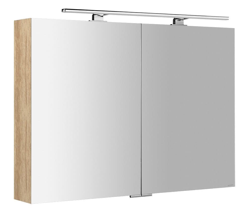 MIRRÓ szafka z lustrem z oświetleniem LED, 100x70x16cm, dąb Alabama