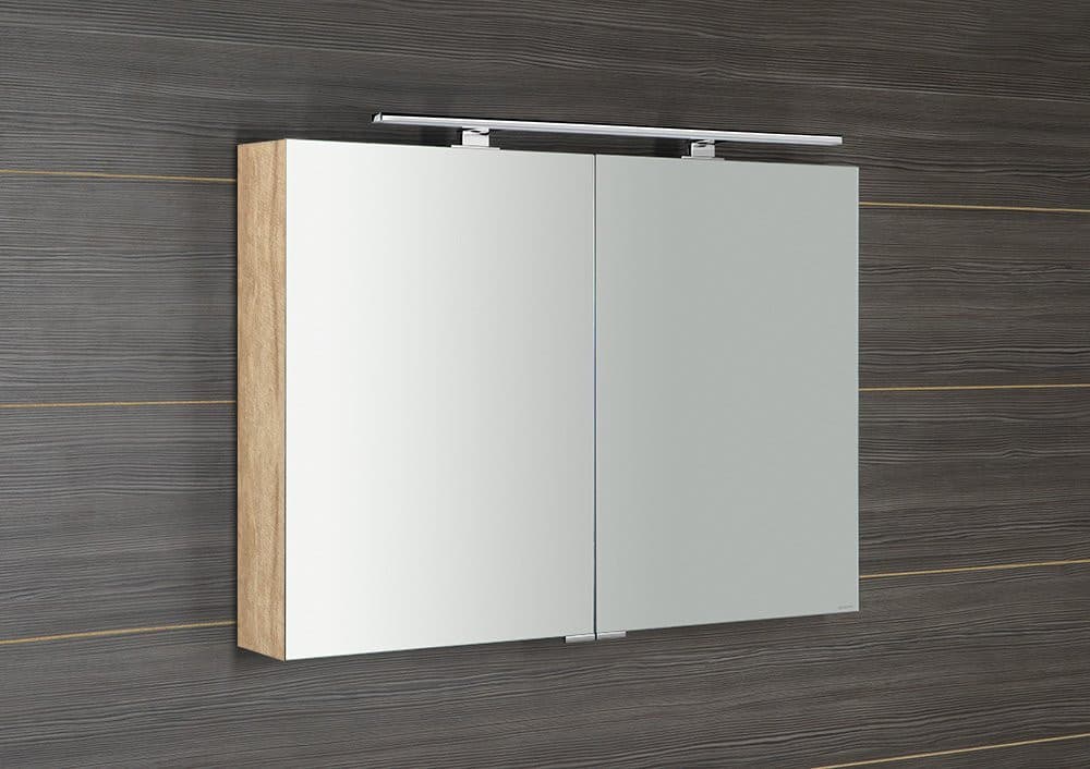 MIRRÓ szafka z lustrem z oświetleniem LED, 100x70x16cm, dąb Alabama