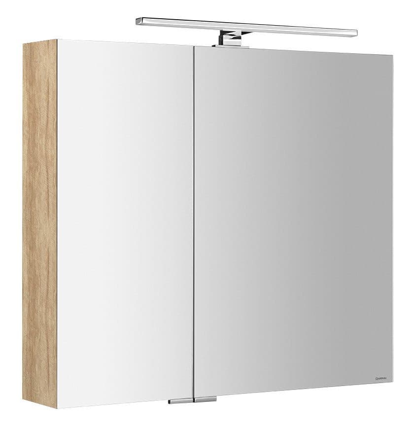 MIRRÓ szafka z lustrem, oświetlenie LED, 3 drzwiczki, 120x70x16cm, dąb Alabama