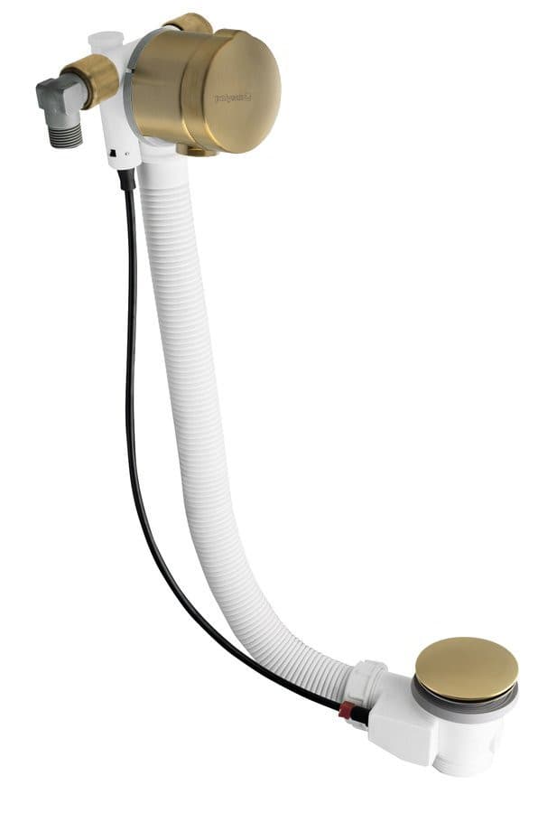 Zestaw odpływowy z napełnianiem, długość 975mm, korek automatyczny 72mm, złoty szczotkowany