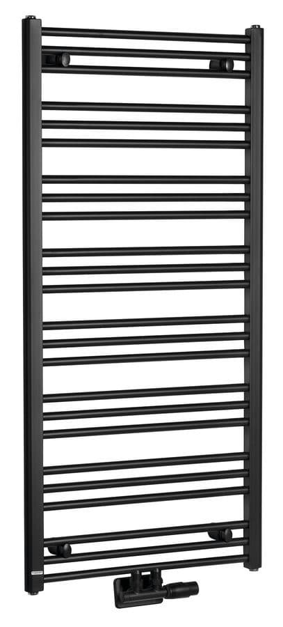 Grzejnik ALBRECHT 600x1250 mm czarny mat podłączenie środkowe