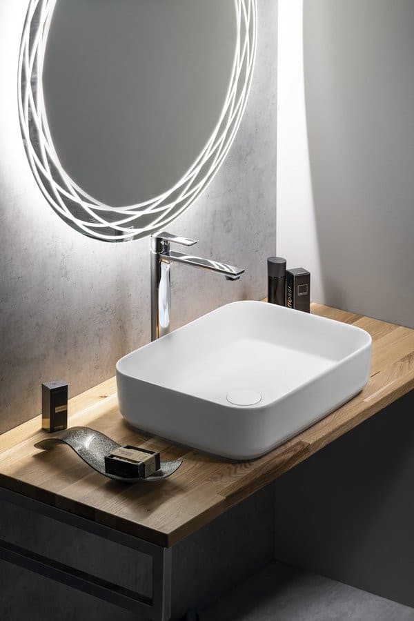 INFINITY RECTANGLE umywalka ceramiczna nablatowa 50x36 cm biała mat