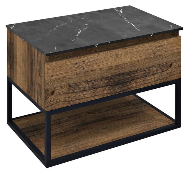 SKARA szafka pod umywalkę 70x50x45cm, czarny mat z dębem Collingwood