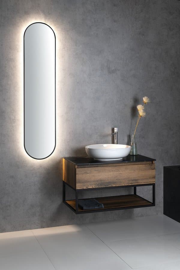 SKARA szafka pod umywalkę 70x50x45cm, czarny mat z dębem Collingwood