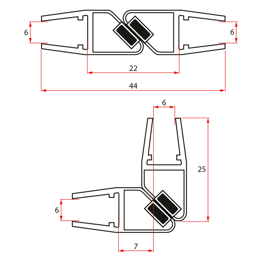 LEGRO uszczelki magnetyczne do kabiny prysznicowej narożnej 1900mm
