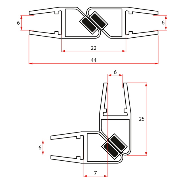 LEGRO uszczelki magnetyczne do kabiny prysznicowej narożnej 1900mm