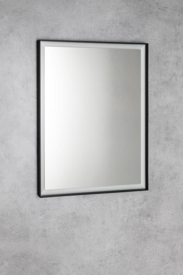 Lustro SORT LED z oświetleniem, prostokątne 60x80 cm, bezdotykowy czujnik IR, czarny mat