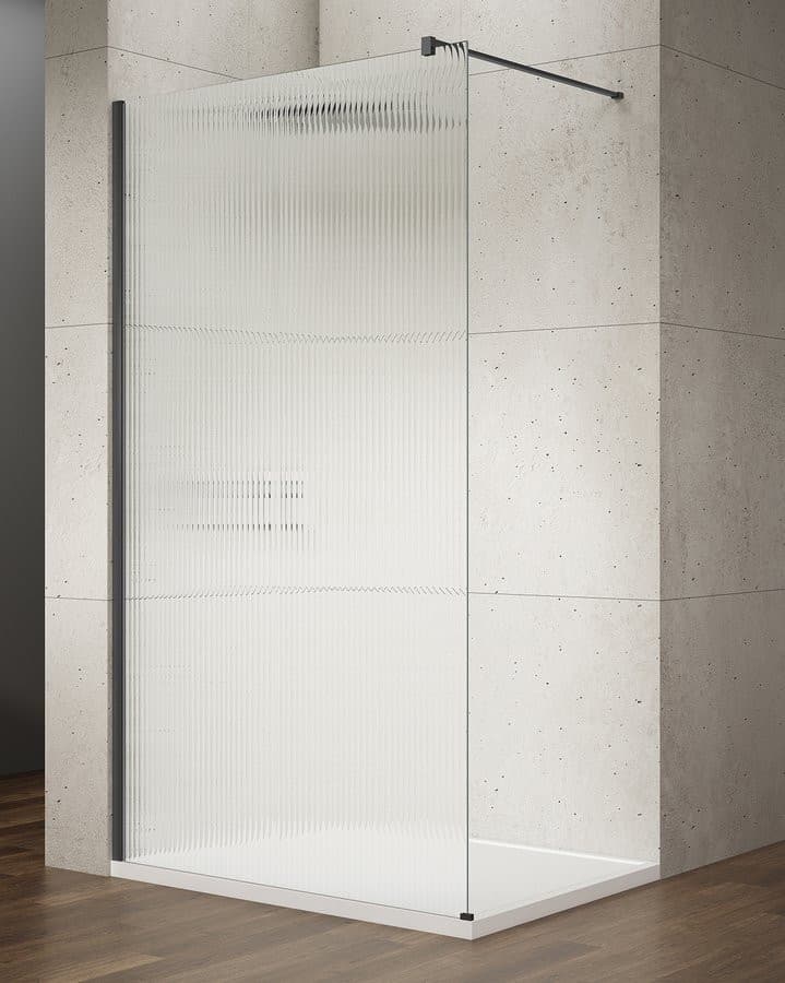 VARIO BLACK jednoczęściowa kabina prysznicowa Walk-In, montaż przy ścianie, szkło Nordic, 1200 mm