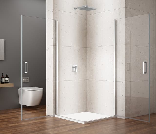 LORO drzwi prysznicowe skrzydłowe z rogu, 900mm, szkło czyste