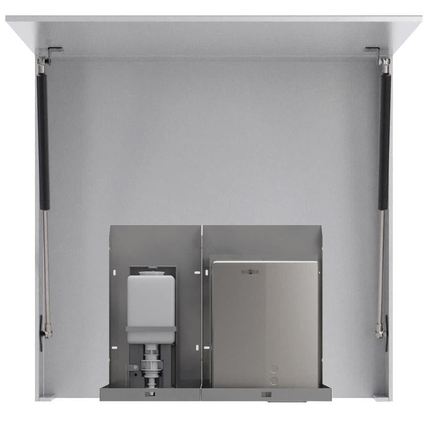 BASIC Szafka z lustrem 700 mm z automatycznym dozownikiem mydła i suszarką do rąk