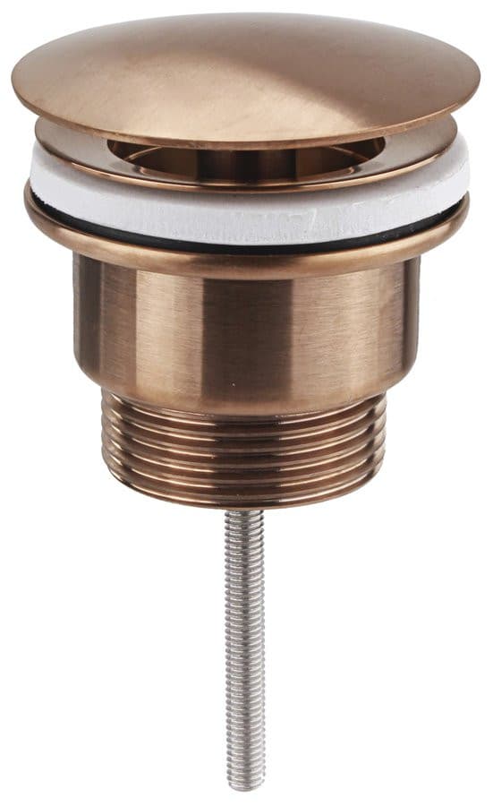 Odpływ umywalkowy 5/4, niezamykany z PVD, duży korek, miedź mat