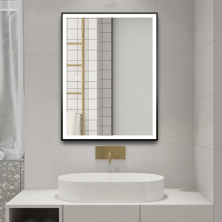 Lustro LED CORNA 60x80 cm czarny mat z czujnikiem dotykowym