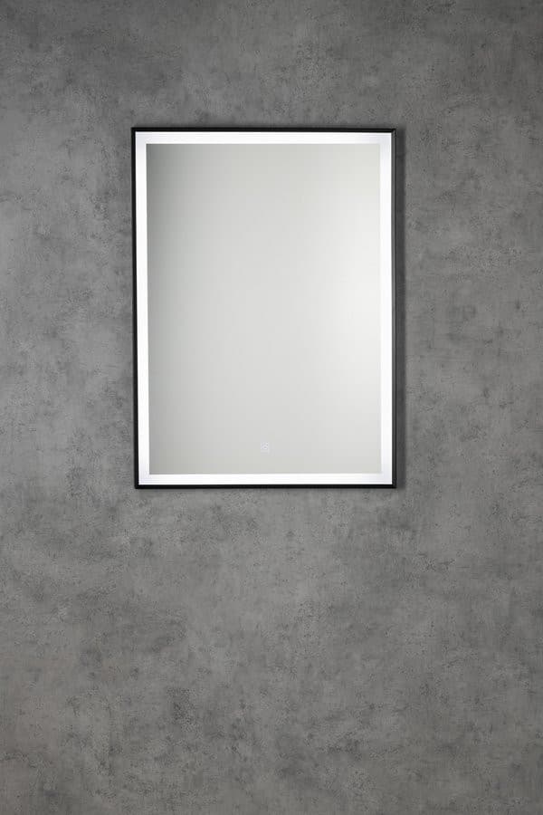 Lustro LED CORNA 60x80 cm czarny mat z czujnikiem dotykowym