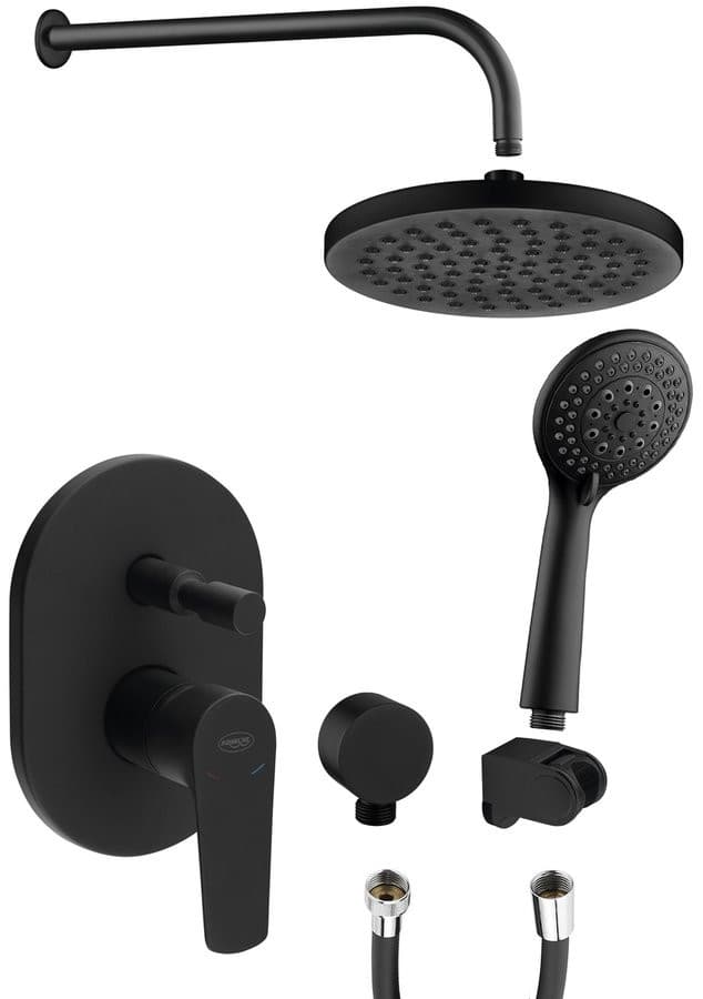 LOTTA zestaw prysznicowy podtynkowy 2 wyjścia czarny mat