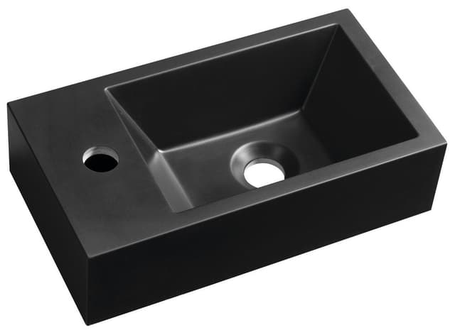 AMAROK umywalka kompozytowa 40x22 cm czarny mat z baterią lewa