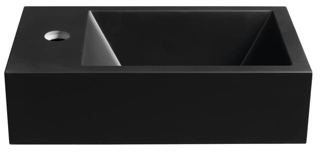 AMAROK umywalka kompozytowa 40x22 cm czarny mat z baterią lewa