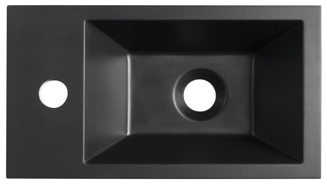 AMAROK umywalka kompozytowa 40x22 cm czarny mat z baterią lewa