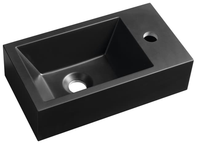 AMAROK umywalka kompozytowa 40x22 cm czarny mat z baterią prawej