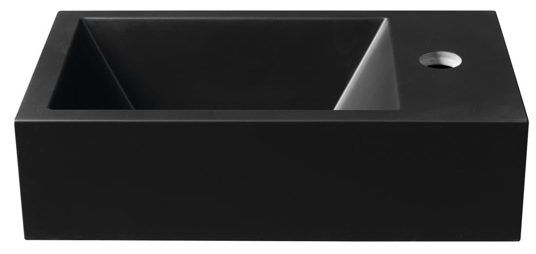 AMAROK umywalka kompozytowa 40x22 cm czarny mat z baterią prawej
