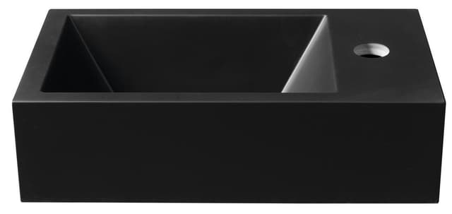 AMAROK umywalka kompozytowa 40x22 cm czarny mat z baterią prawej