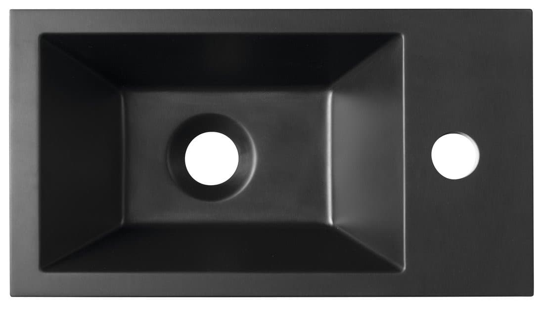 AMAROK umywalka kompozytowa 40x22 cm czarny mat z baterią prawej