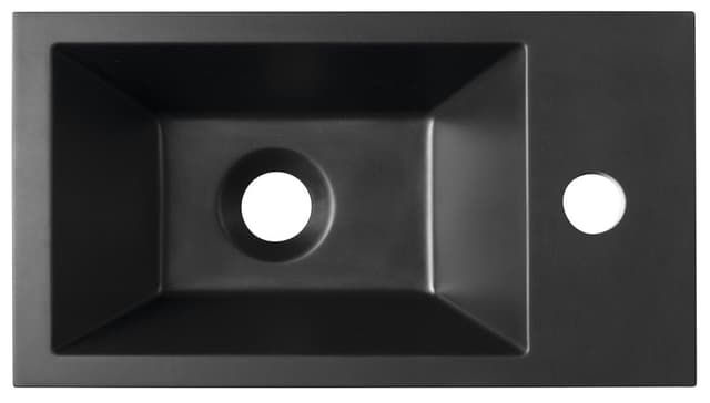 AMAROK umywalka kompozytowa 40x22 cm czarny mat z baterią prawej