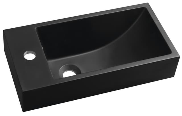 Umywalka kompozytowa 50x25 cm z baterią po lewej, czarny mat