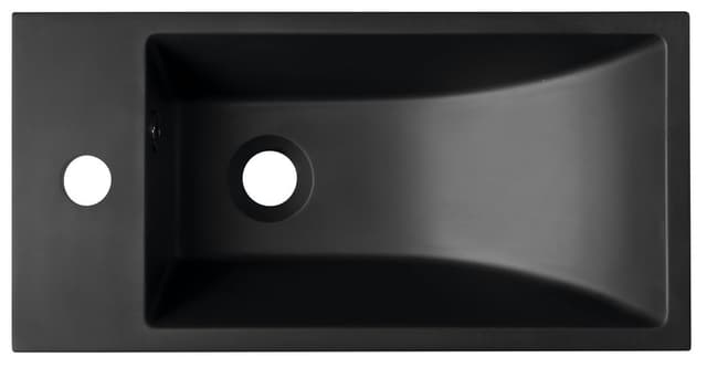 Umywalka kompozytowa 50x25 cm z baterią po lewej, czarny mat