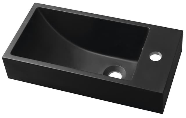 ARIANA mała umywalka kompozytowa 50x25 cm czarny mat bateria prawa