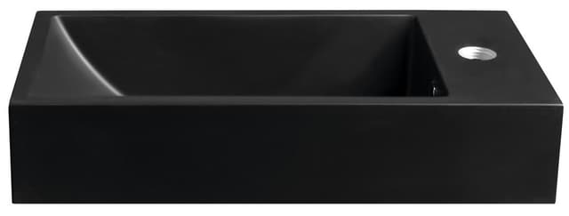 ARIANA mała umywalka kompozytowa 50x25 cm czarny mat bateria prawa