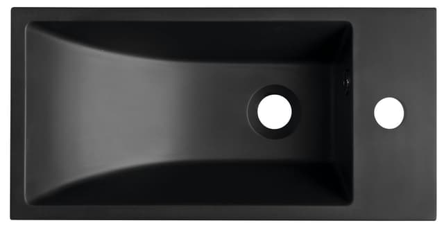 ARIANA mała umywalka kompozytowa 50x25 cm czarny mat bateria prawa