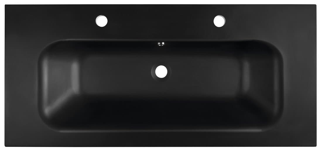 SIDRA umywalka kompozytowa 101x46cm, 2 otwory na baterie, czarny mat