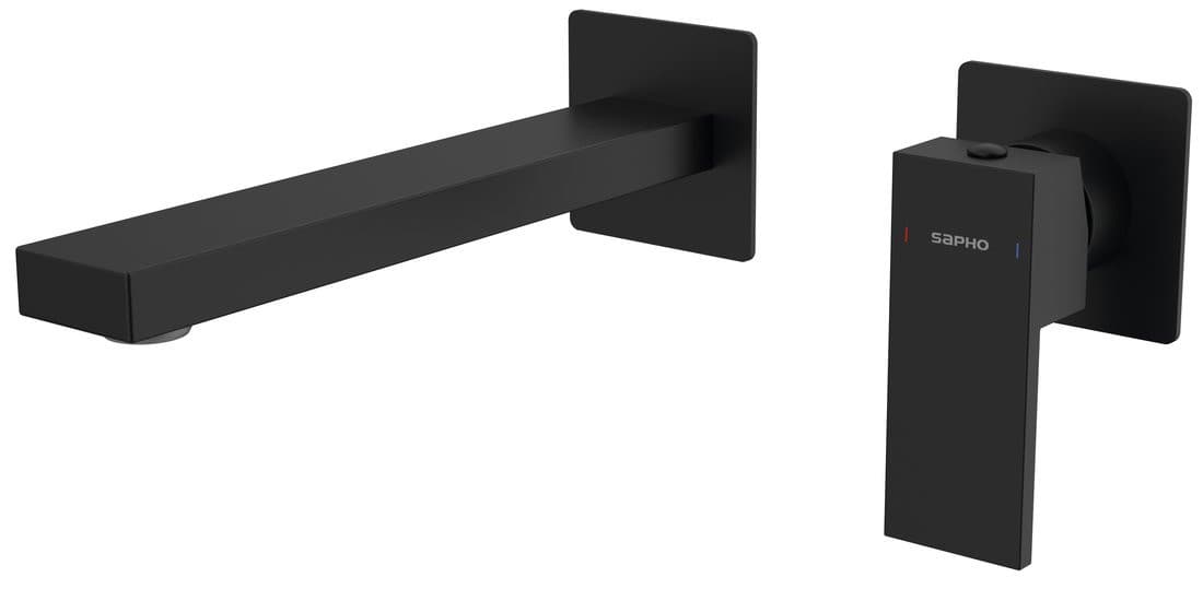 CUBEMIX bateria umywalkowa podtynkowa czarna matowa kanciasta