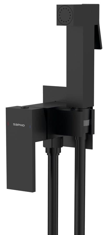 CUBEMIX bateria bidetowa podtynkowa czarny mat z słuchawką i wężem