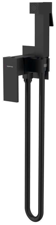 CUBEMIX bateria bidetowa podtynkowa czarny mat z słuchawką i wężem