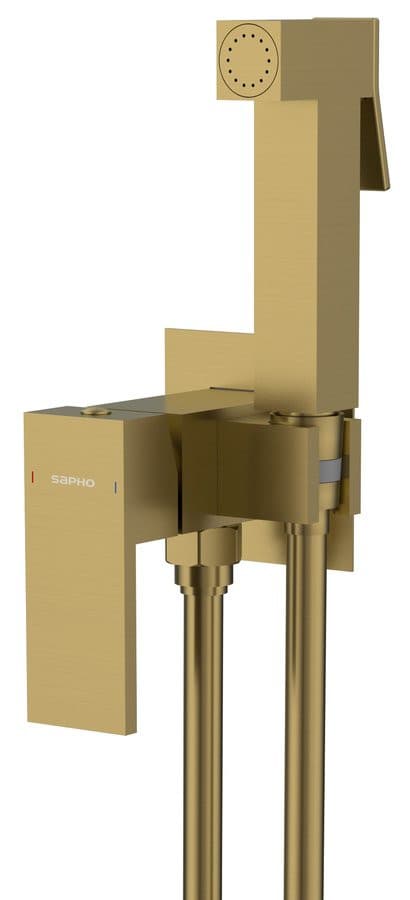 CUBEMIX bateria bidetowa podtynkowa z słuchawką matowa złota