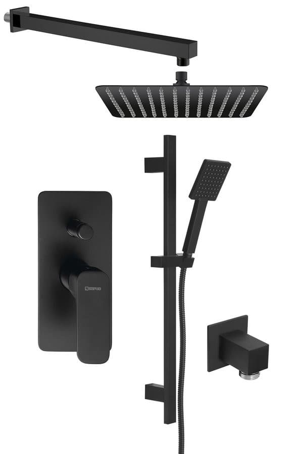 Zestaw prysznicowy podtynkowy SPY z baterią, 2 wyjścia, czarny mat